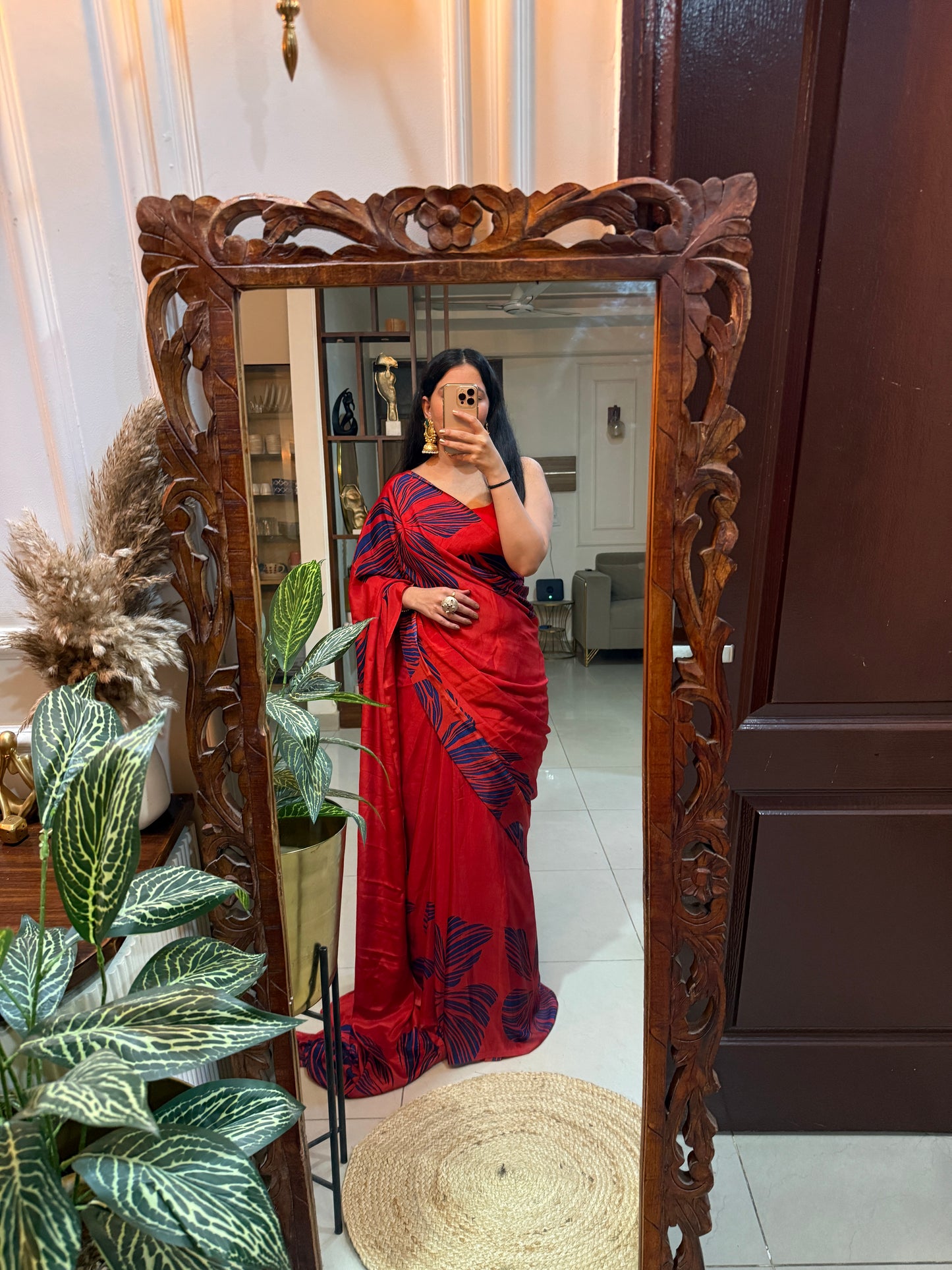 Crimson Crepe Saree