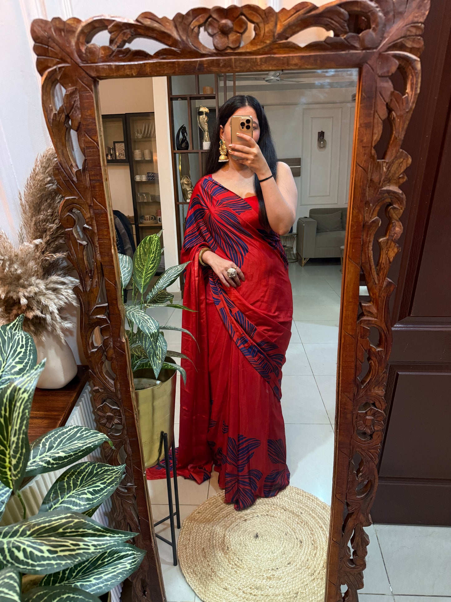 Crimson Crepe Saree