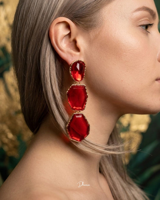 Emerald Red Earrings