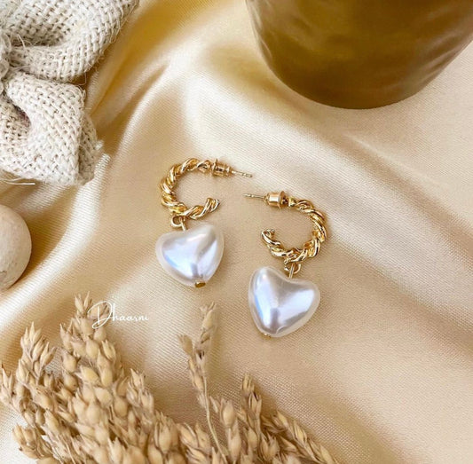 Pearl Heart Earrings