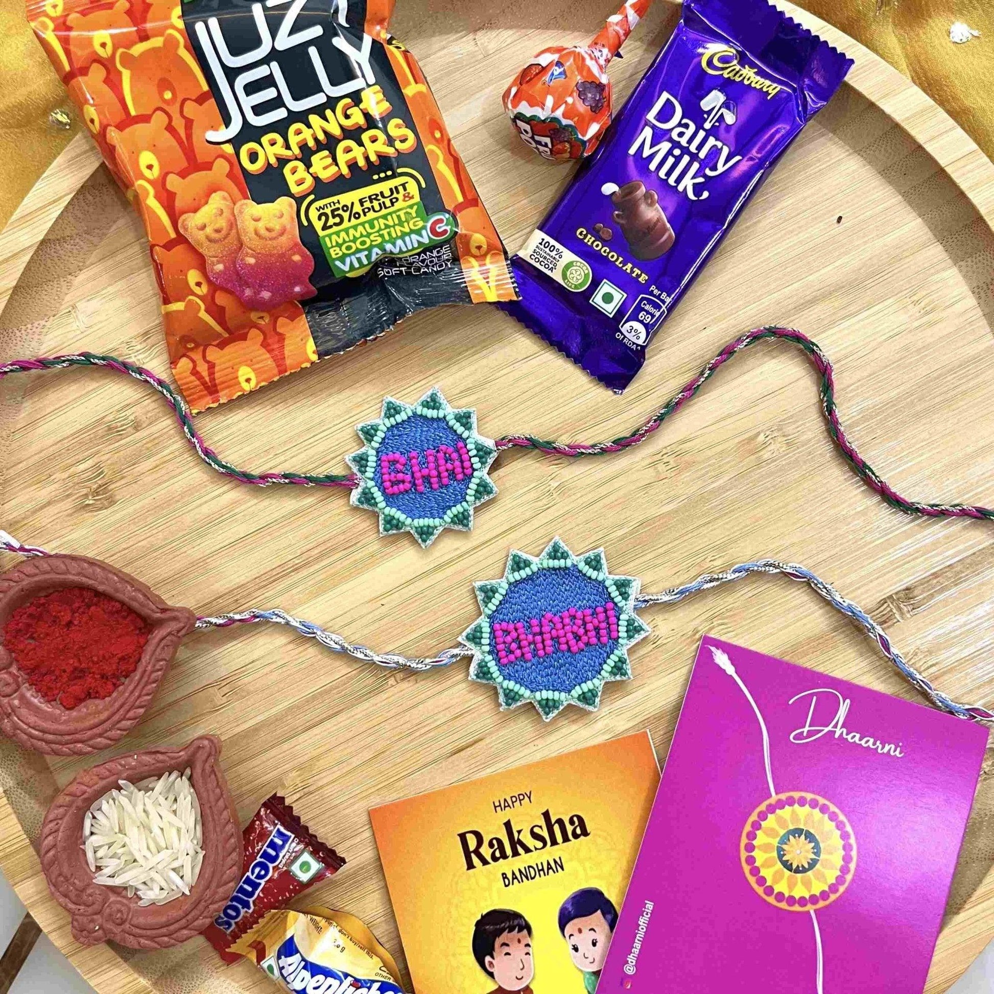 Bhai Bhabhi Combo with Roli Chawal & Freebies - DhaarniBhai Bhabhi Combo with Roli Chawal & Freebies