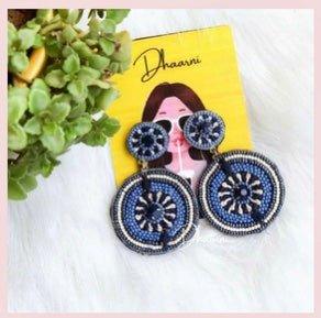 Blue Round Earrings - DhaarniBlue Round Earrings